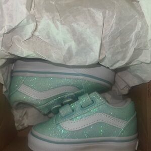 Vans Sparkly Mint Green Baby Shoes